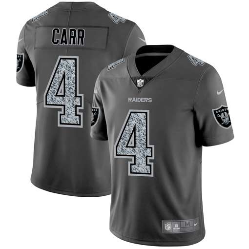 Men Oakland Raiders #4 Carr Nike Teams Gray Fashion Static Limited NFL Jerseys